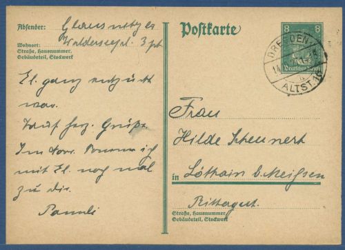Deutsches Reich 1927 Beethoven Postkarte P 176 I gebraucht (X41170)