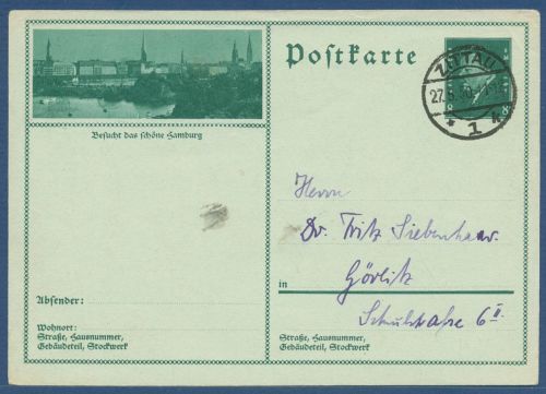 Dt. Reich 1930 Bildpostkarte Hamburg P 189 /024 gebraucht (X41332)