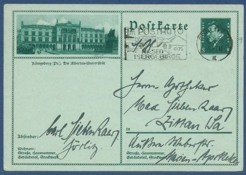 Dt. Reich 1930 Bildpostkarte Königsberg P 189 /030 gebraucht (X41331)
