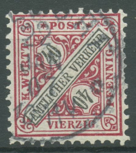 Württemberg Dienst 1896/1902 Ziffer in Schildern 216 b gestempelt, Zahnfehler