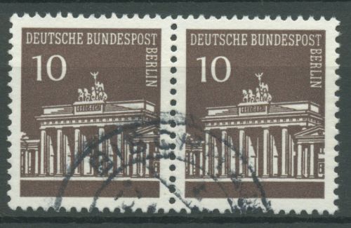 Berlin 1966 Brandenburger Tor Bogenmarken 286 waagerechtes Paar gestempelt