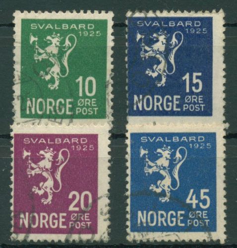 Norwegen 1925 Besitz von Spitzbergen Wappenlöwe 116/19 gestempelt