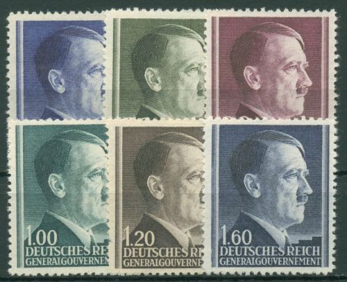 Generalgouvernement 1942 Freimarken Hitler Zähnung A, 83/88 A postfrisch