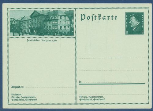 Dt. Reich 1930 Bildpostkarte Zweibrücken P 189 /061 ungebraucht (X41350)