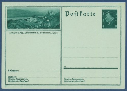 Dt. Reich 1930 Bildpostkarte Remagen-Kripp P 189 /050 ungebraucht (X41345)