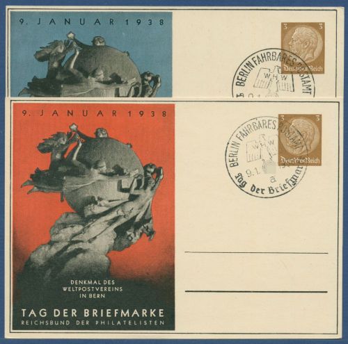 Dt. Reich 1938 Tag der Briefmarke Privatpostkarte PP 122C70 /01,02 SST (X41353)