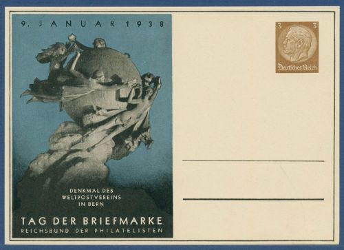 Dt. Reich 1938 Tag der Briefmarke Privatpostkarte PP 122C70 /01 ungebr. (X41354)