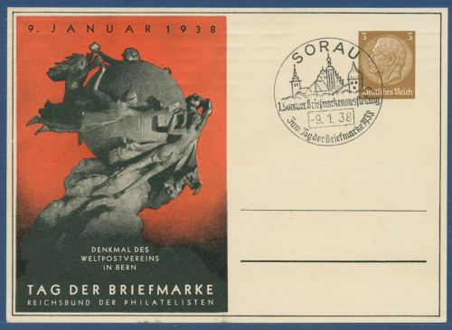 Dt. Reich 1938 Tag der Briefmarke Privatpostkarte PP 122C70 /02 SST (X41358)