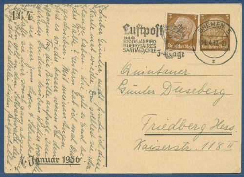 Dt. Reich 1936 Tag der Briefmarke Privatpostkarte PP 122C18 /06 gebr. (X41369)