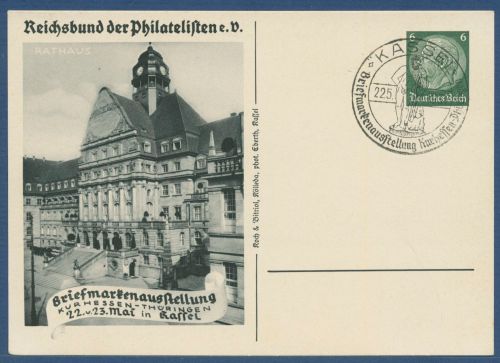 Dt. Reich 1937 Philatelistentag Kassel Postkarte PP 127C53 /01 SST (X41375)