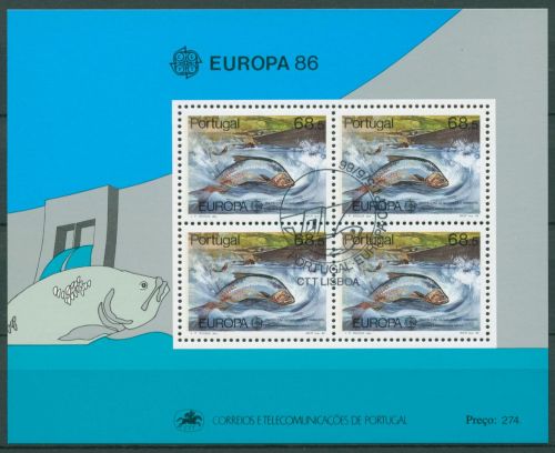 Portugal 1986 Europa CEPT Natur/Umweltschutz Fische Block 50 gestempelt (C91061)