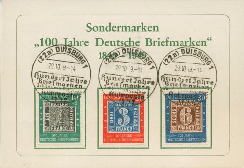 Bund 1949 100 J. Briefmarken mit Sonderstempel auf Karte 113/15 SST (X19820)