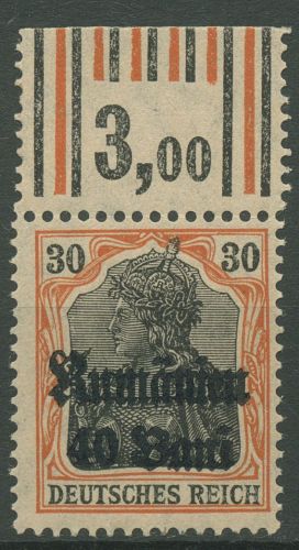 Militärverwaltung in Rumänien 1918 Germania Walze 12 W OR 1'4'1/2'3'2 mit Falz