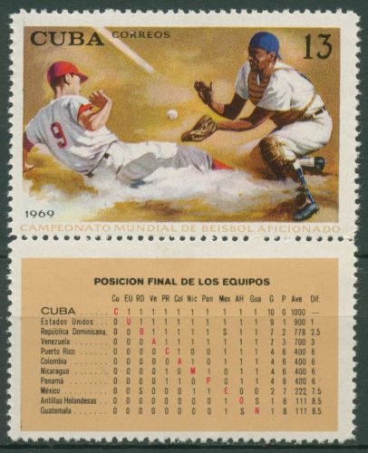 Kuba 1969 Baseball-WM 1501 Zf postfrisch