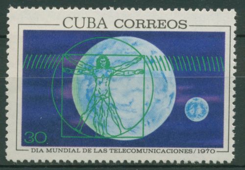 Kuba 1970 Weltfernmeldetag Leonardo da Vinci Erde Mond 1598 postfrisch