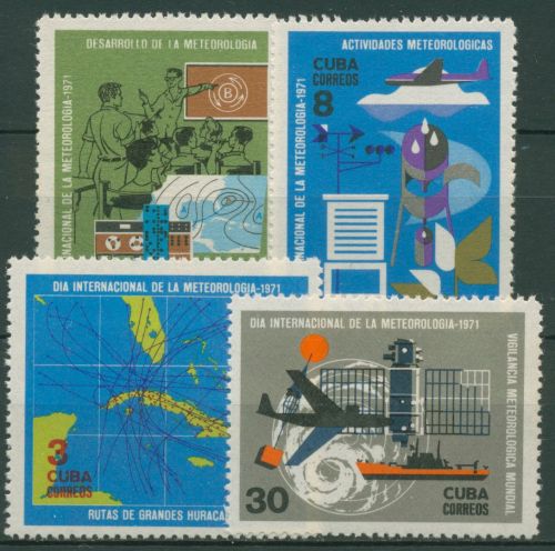 Kuba 1971 Meteorologie Wetterkarte Flugzeug 1663/66 postfrisch