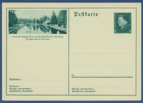 Dt. Reich 1931 Bildpostkarte Klotzsche Bad P 192 /013 ungebraucht (X41425)