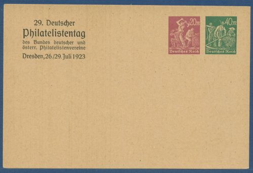 Dt. Reich 1923 Philatelistenteg Postkarte PP 68C2 ungebraucht (X41409)
