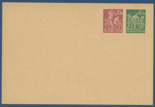 Dt. Reich 1923 Landarbeiter Postkarte PP 68A1 ungebraucht (X41408)