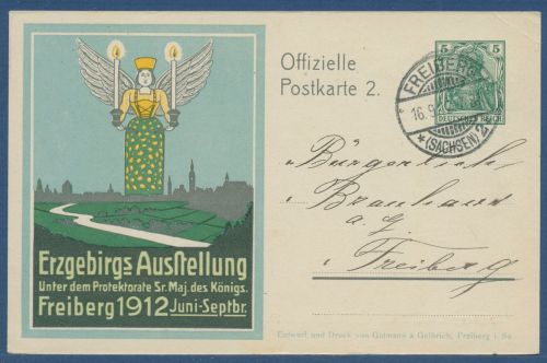 Dt. Reich 1912 Erzgebirgs-Ausstellung Postkarte PP 27C131 /01 gebraucht (X41400)