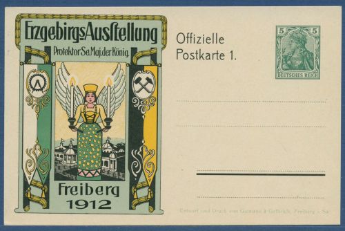 Dt. Reich 1912 Erzgebirgs-Ausstellung Postkarte PP 27C125 /01 ungebr. (X41399)