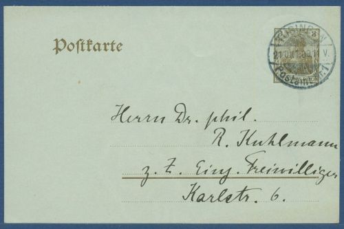 Dt. Reich 1908 Germania Postkarte P 77 gebraucht (X41395)