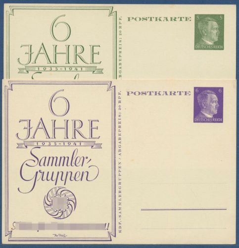 Dt. Reich 1941 Sammlergruppen Privatpostkarten PP 155/156C3 ungebraucht (X41394)
