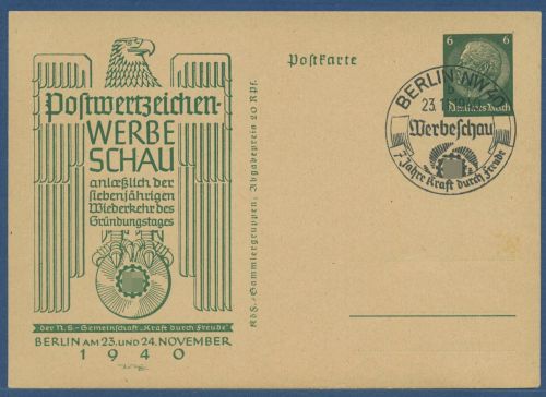 Dt. Reich 1940 Werbeschau Privatpostkarte PP 127C52 SST, fleckig (X41389)