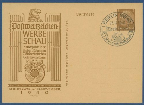 Dt. Reich 1940 Werbeschau Privatpostkarte PP 122C110 SST (X41384)