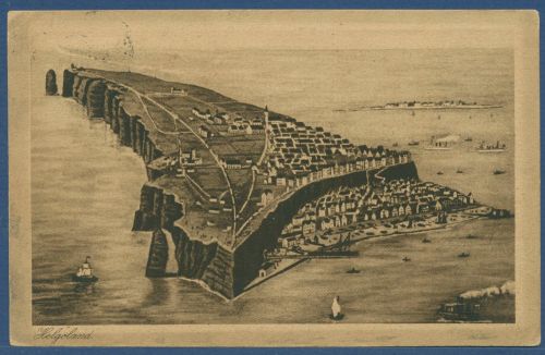 Helgoland Gesamtansicht, gelaufen 1924, Einriß (AK5642)