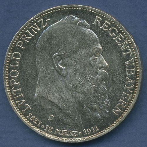 Bayern 3 Mark 1911 D, Prinzregent Luitpold, J 49 vz/st (m6863)