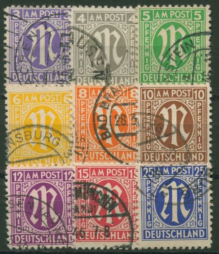 Bizone 1945 AM-POST: Amerikanischer Druck 1/9 z, Papier z gestempelt