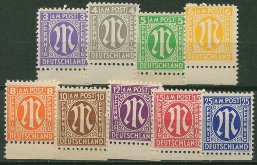 Bizone 1945 AM-POST: Amerikanischer Druck Unterrand 1/9 z UR postfrisch