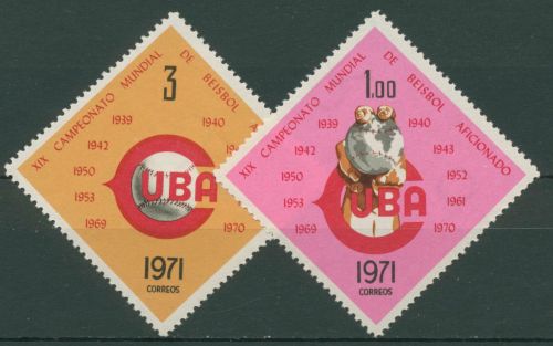 Kuba 1971 Baseball-WM 1728/29 postfrisch