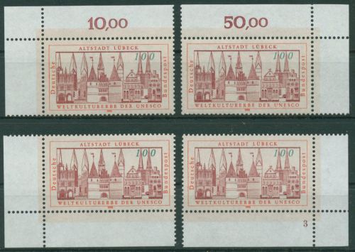 Bund 1990 UNESCO Welterbe Altstadt Lübeck 1447 alle 4 Ecken postfrisch (E1766)