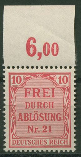 Deutsches Reich Dienst 1903 für Preußen mit Platte Oberrand D 4 P OR postfrisch