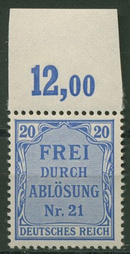 Deutsches Reich Dienst 1903 für Preußen mit Platte Oberrand D 5 P OR postfrisch