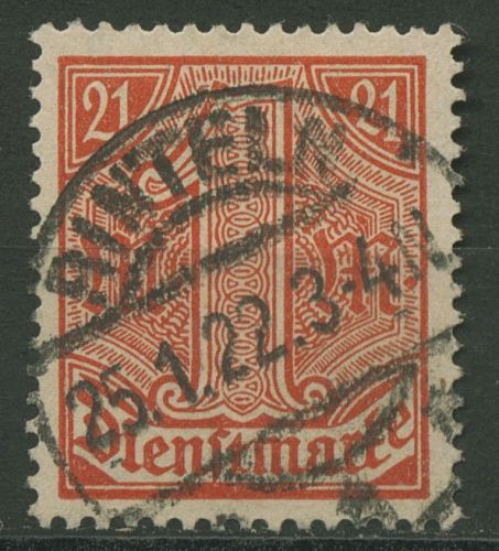 Deutsches Reich Dienstmarken 1920 für Preußen D 22 gestempelt geprüft