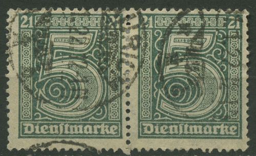Deutsches Reich Dienstmarken 1920 für Preußen D 16 waag. Paar gestempelt