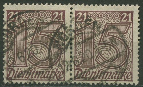 Deutsches Reich Dienstmarken 1920 für Preußen D 18 waagerechtes Paar gestempelt