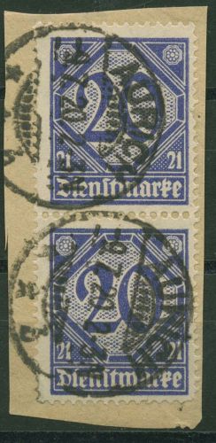 Dt. Reich Dienstmarken 1920 für Preußen D 19 a senkr. Paar gestempelt geprüft