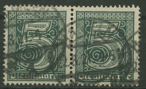 Dt. Reich Dienstmarken 1920 ohne Ablösungsziffer, D 23 waag. Paar gestempelt