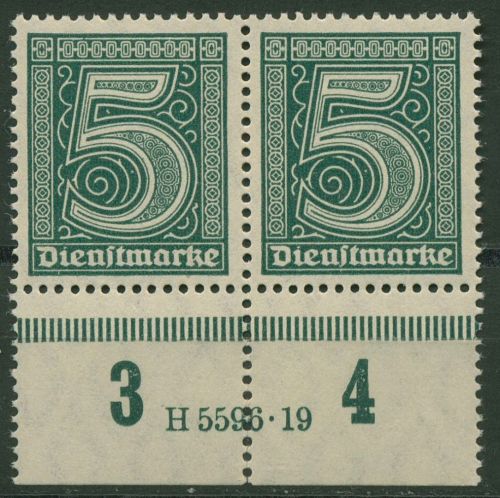 Dt. Reich Dienstmarke 1920 Hausauftragsnummer D 23 HAN 5596.19 postfrisch