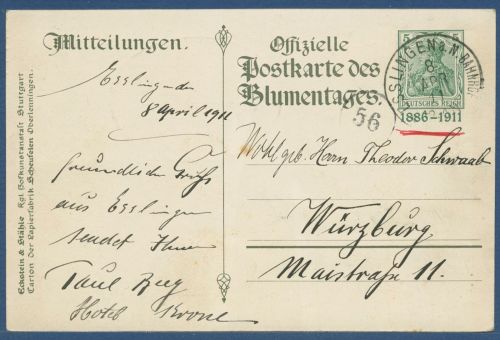 Dt. Reich 1911 Silberne Hochzeit Blumentag PP 27C105 gebraucht (X41442)