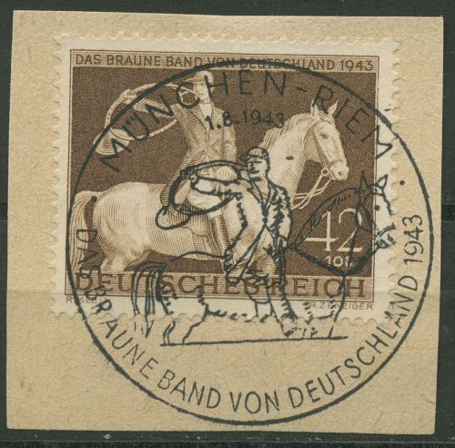Deutsches Reich 1943 Galopprennen Braunes Band 854 Sonderstempel Briefstück