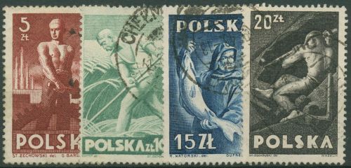 Polen 1947 Berufe 472/75 gestempelt