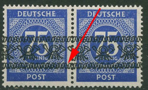 Bizone 1948 Ziffern mit Bandaufdruck Aufdruckfehler 67 Ia AF PI Paar postfrisch