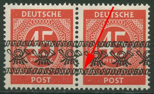 Bizone 1948 Ziffern mit Bandaufdruck Aufdruckfehler 65 I AF PI Paar postfrisch