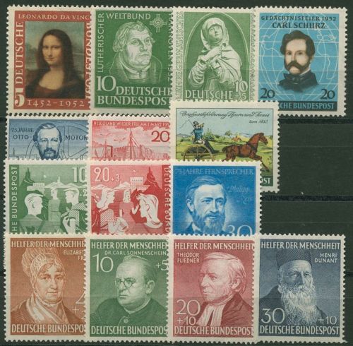 Bund 1952 Jahrgang (148/61) komplett postfrisch