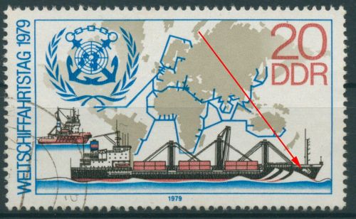 DDR 1979 Weltschifffahrtstag mit Plattenfehler 2405 I gestempelt